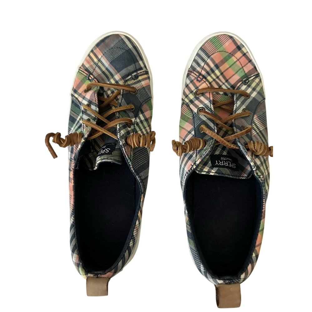 Sperry Women's Top Sider Crest Vibe Washed Sneaker Shoes In Plaid Size 8